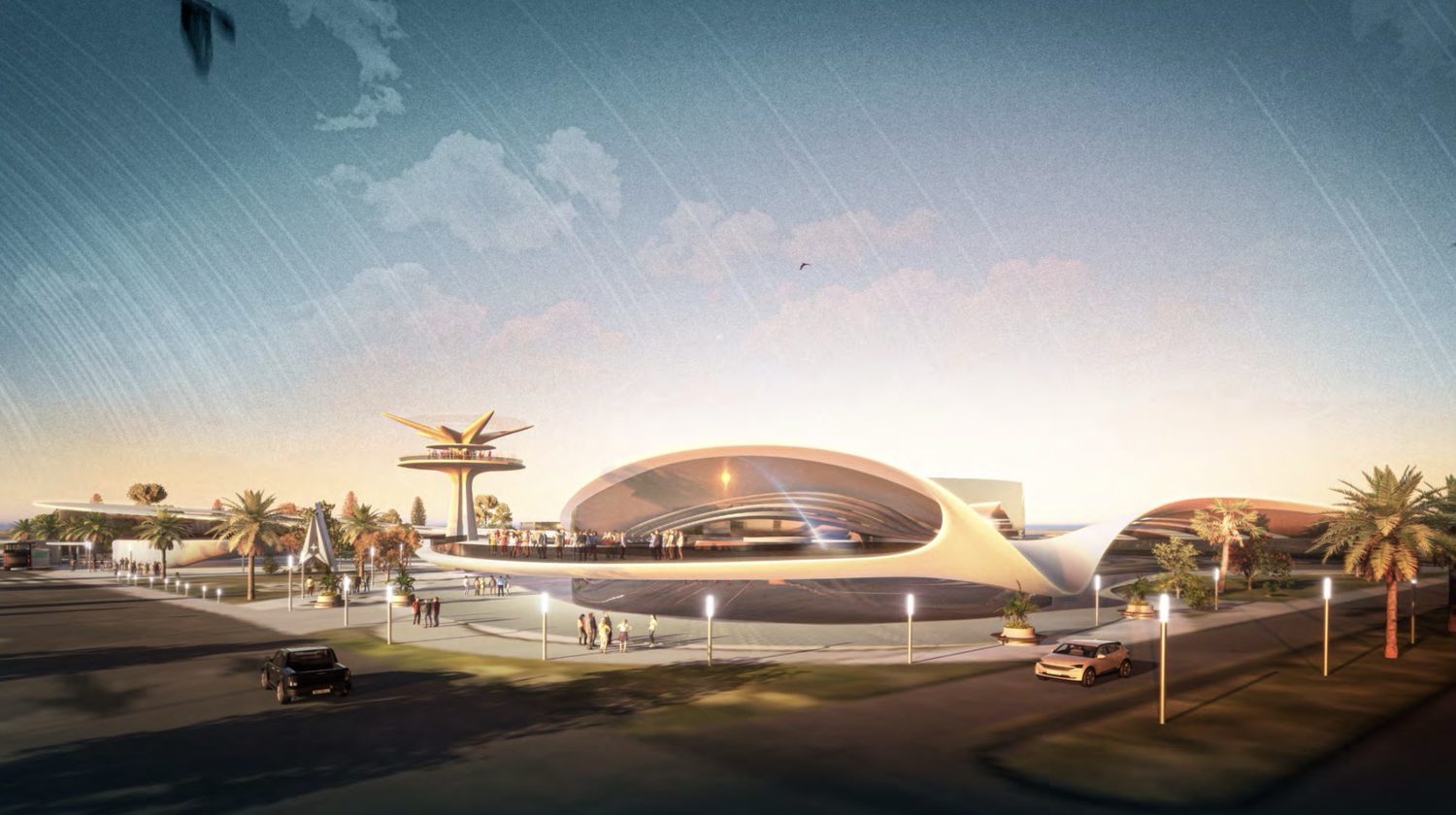 Concept rendering of the expanded Sands campus at dusk